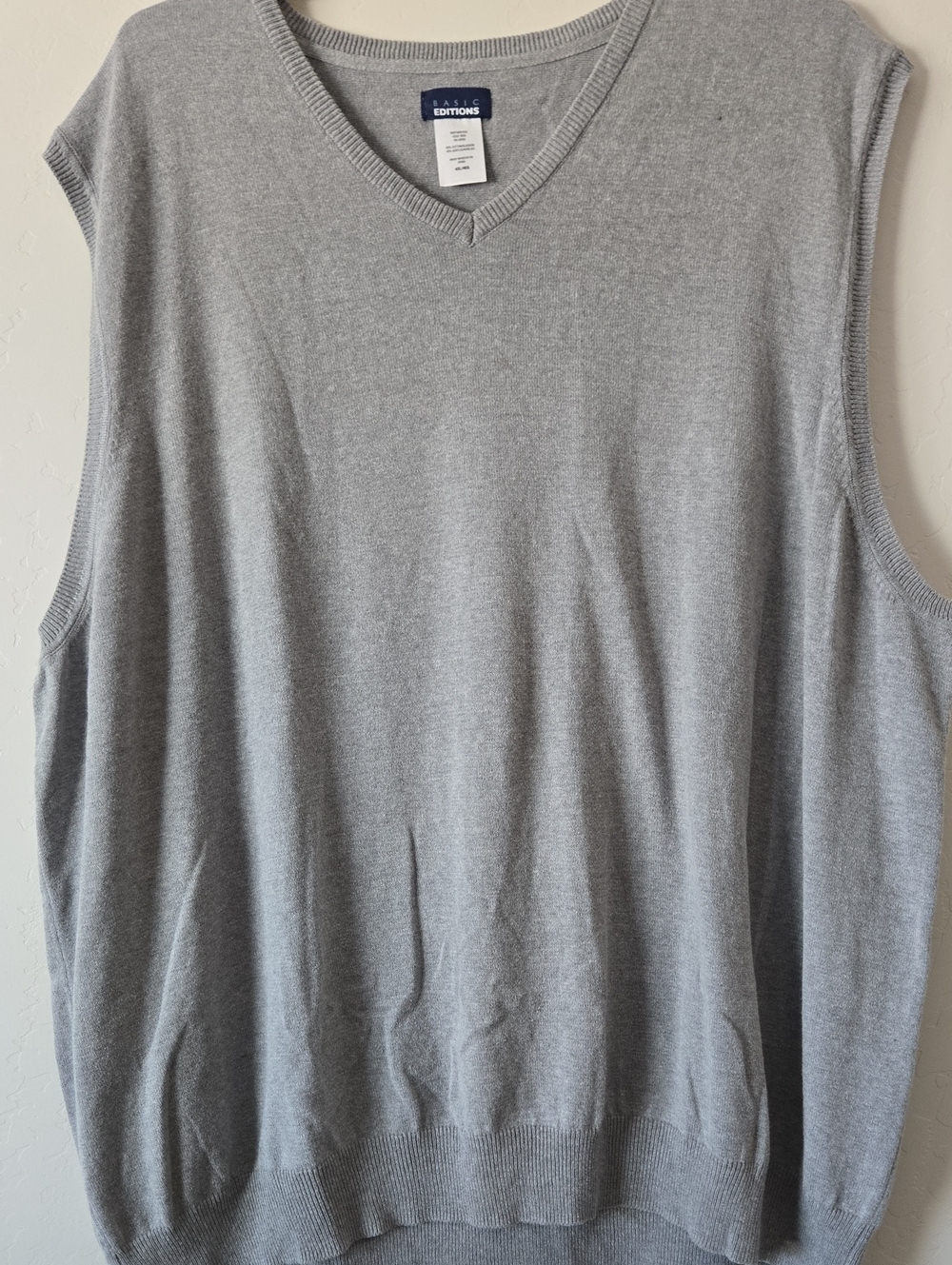 Basic Editions Light Gray V-Neck Sweater Vest